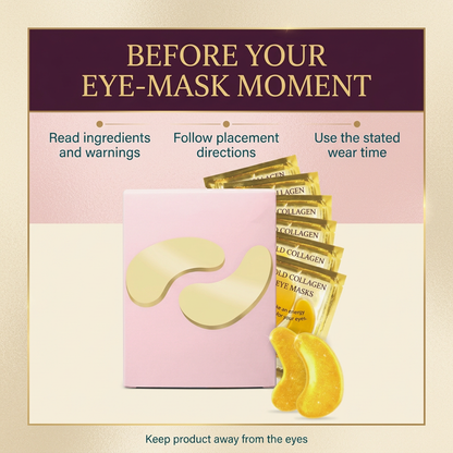 Eye mask ingredient placement and wear-time instruction reminders