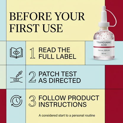 Read the label patch test and follow instructions first-use graphic