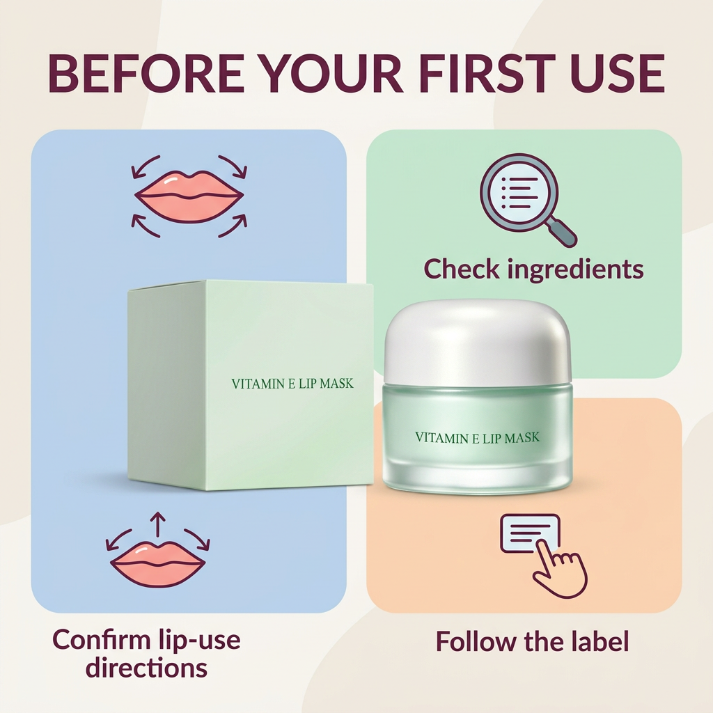 Lip mask label and first-use reminders