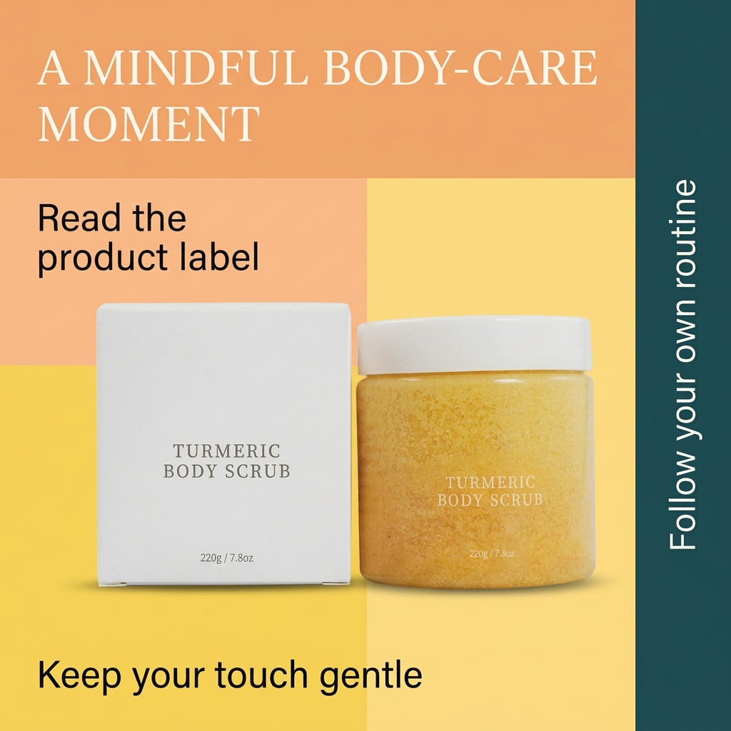 Mindful body-care routine with turmeric scrub