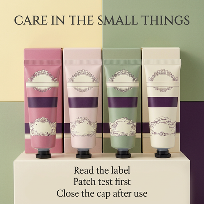 Four hand cream tubes beside everyday desk essentials