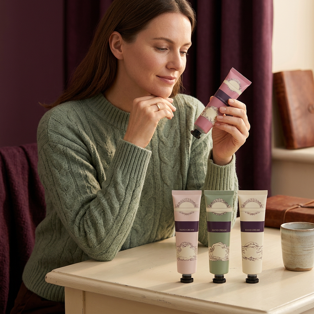 Hand cream set with care and storage reminders