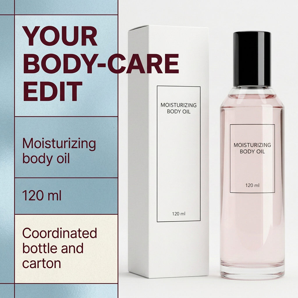 120ml moisturizing body oil and coordinated carton